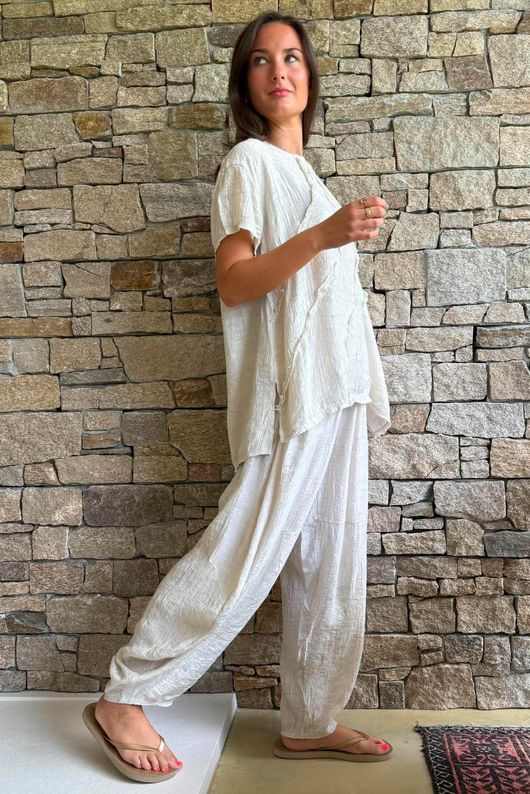 Lalli Damask Asymmetric Panel Top Stone